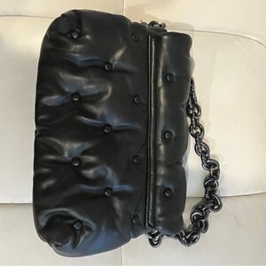 Zara Black Quilted Chain Shoulder Bag